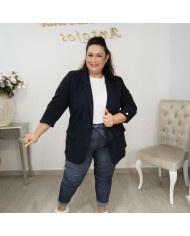 Blazer Perla Tallas Grandes - Americana Elegante Azul Marino
