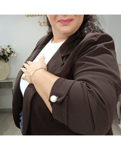 Blazer Perla Tallas Grandes - Americana Elegante Azul Marino