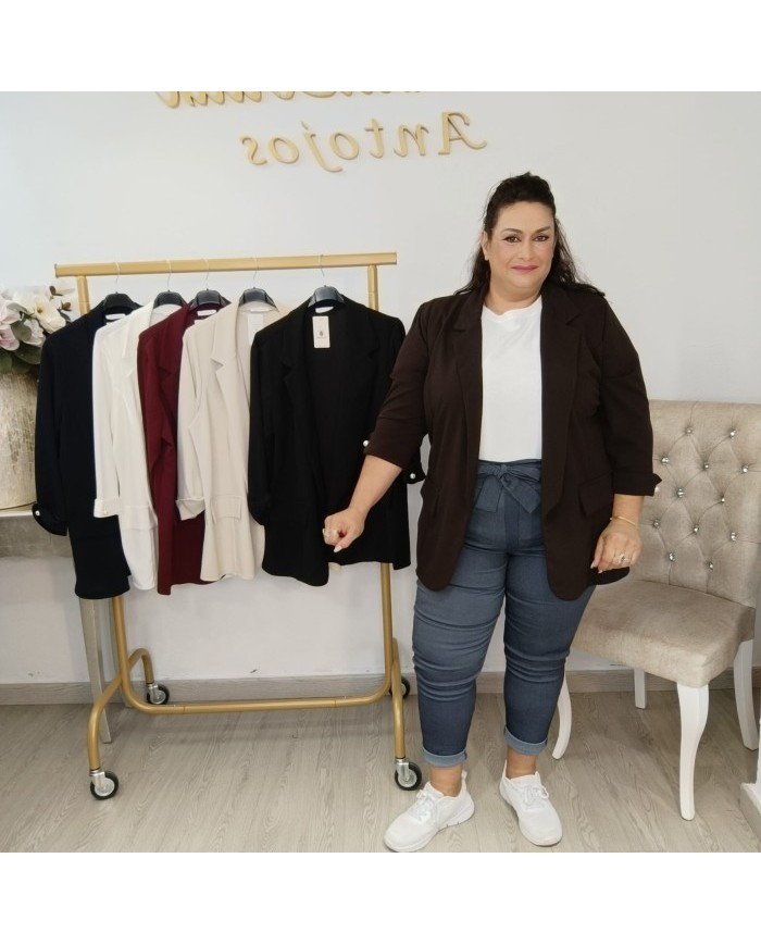 Blazer Perla Tallas Grandes - Americana Elegante Azul Marino