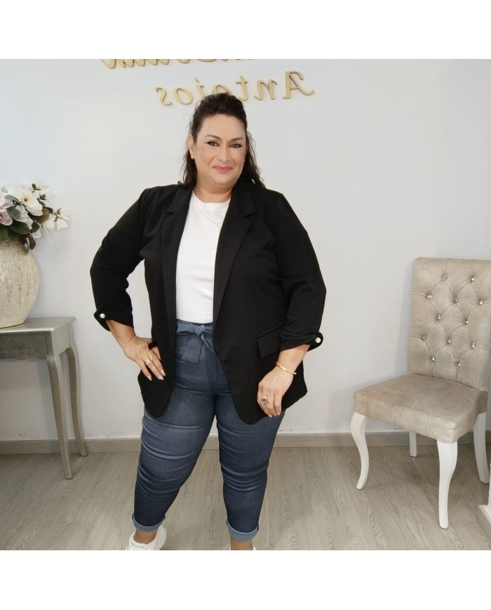 Blazer Perla Tallas Grandes - Americana Elegante Azul Marino