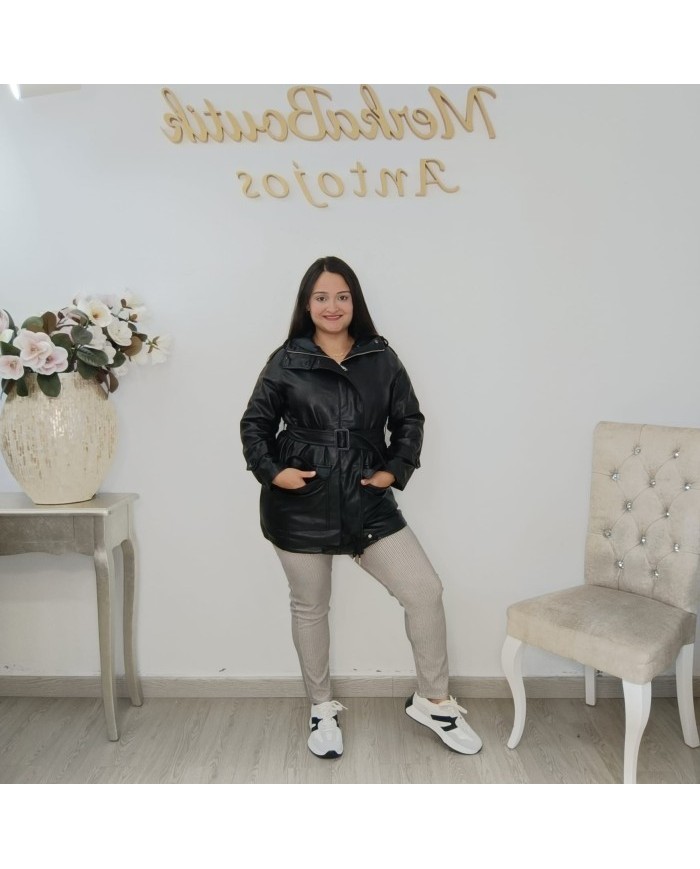 Chaqueta Polipiel MINI - Abrigo Entretieno con Cinturón