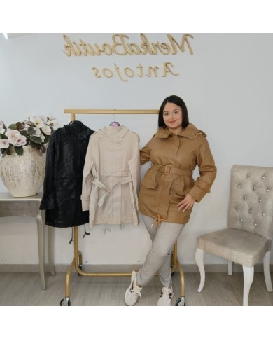 Chaqueta Polipiel MINI - Abrigo Entretieno con Cinturón