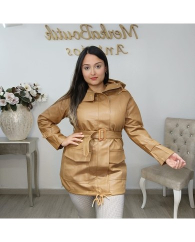 Chaqueta Polipiel MINI - Abrigo Entretieno con Cinturón