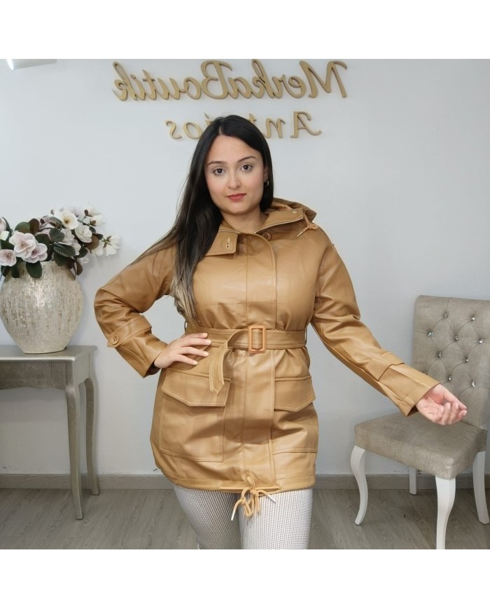 Chaqueta Polipiel MINI - Abrigo Entretieno con Cinturón