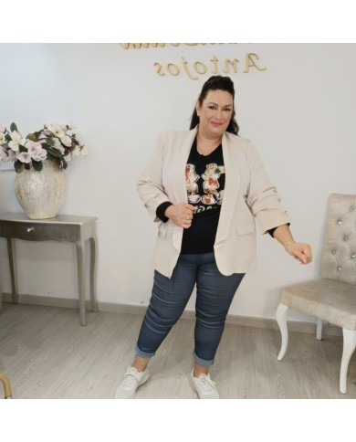 Chaqueta Americana Fruncida - Blazer Manga 3/4 Oversize