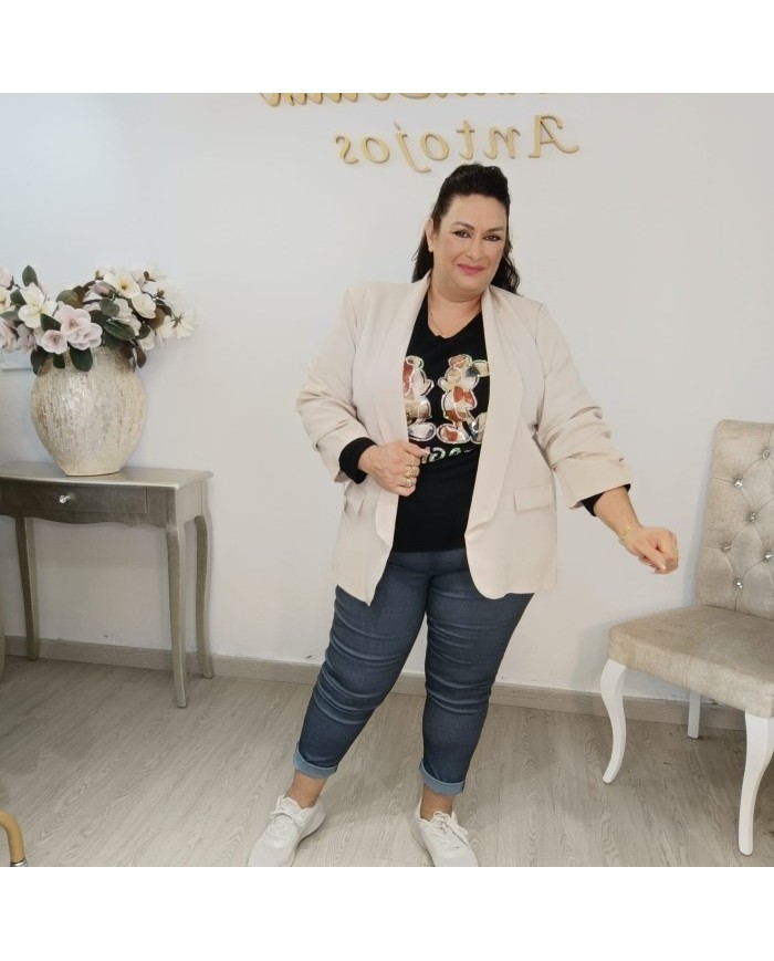 Chaqueta Americana Fruncida - Blazer Manga 3/4 Oversize