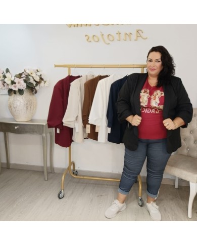 Chaqueta Americana Fruncida - Blazer Manga 3/4 Oversize