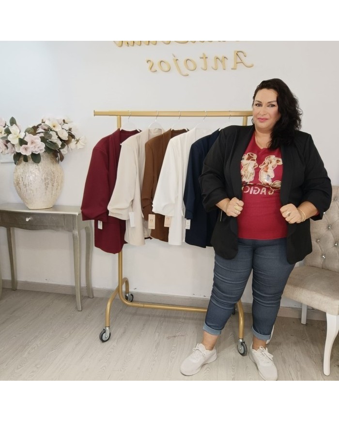 Chaqueta Americana Fruncida - Blazer Manga 3/4 Oversize