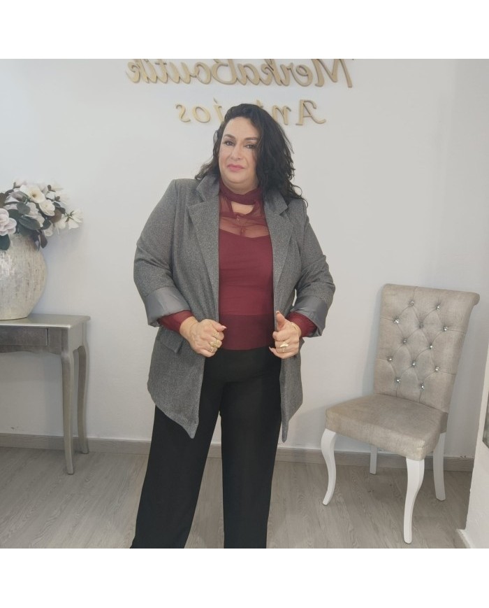 Chaqueta Americana Espiga Oversize - Blazer Beige Curvy