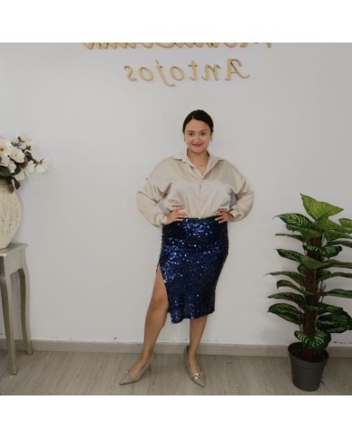 Falda Tubo con Lentejuelas y Abertura | Máximo Glamour