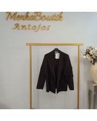 Chaqueta Antelina Flecos - Blazer Suede Boho Negro