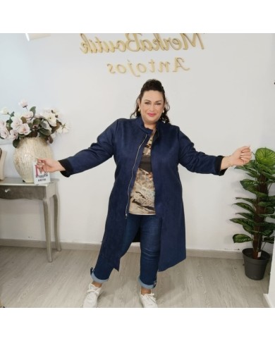 Chaqueta Larga Valencia - Abrigo Suede Cremallera Curvy