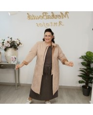 Chaqueta Larga Valencia - Abrigo Suede Cremallera Curvy