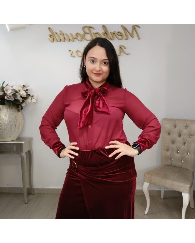 Blusa Burdeos con Lazada