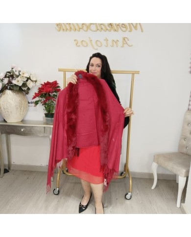 Pashmina Pelo Fleco - Chal Maxi Camel Piel Sintética