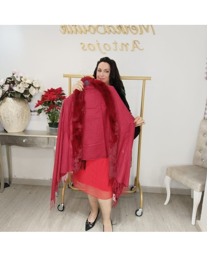 Pashmina Pelo Fleco - Chal Maxi Camel Piel Sintética