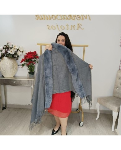 Pashmina Pelo Fleco - Chal Maxi Camel Piel Sintética