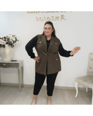 Chaleco Safari Curvy - Utilitario Largo con Cinturón