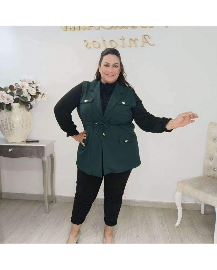 Chaleco Safari Curvy - Utilitario Largo con Cinturón