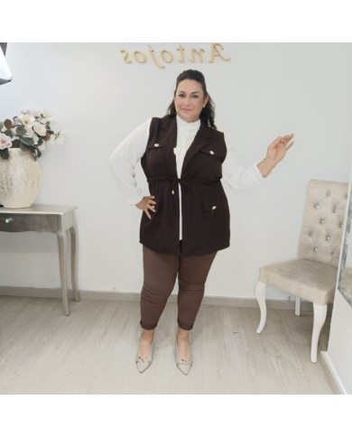 Chaleco Safari Curvy - Utilitario Largo con Cinturón