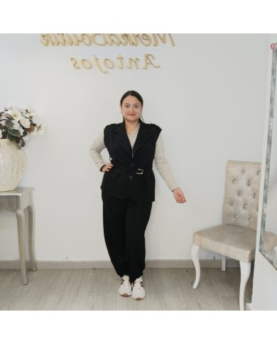 Chaleco Amancio Hombreras - Blazer Sastre Largo con Cinturón