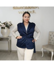 Chaleco Amancio Hombreras - Blazer Sastre Largo con Cinturón