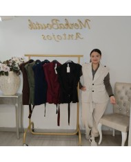 Chaleco Amancio Hombreras - Blazer Sastre Largo con Cinturón