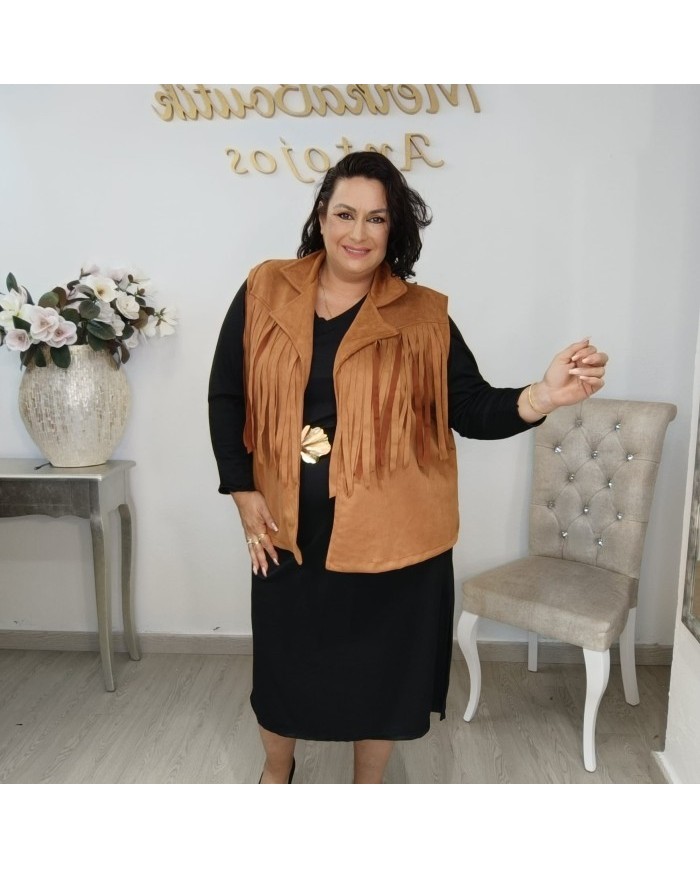 Chaleco Fleco Antelina - Suede Boho Tallas Grandes