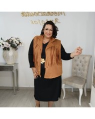 Chaleco Fleco Antelina - Suede Boho Tallas Grandes