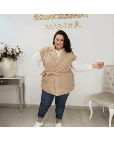 Chaleco Venus Paño - Sastre Largo con Cinturón Curvy Chaleco Venus Paño - Sastre Largo con Cinturón Curvy