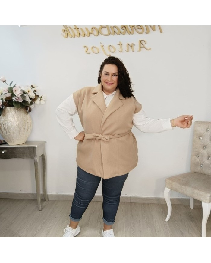 Chaleco Venus Paño - Sastre Largo con Cinturón Curvy