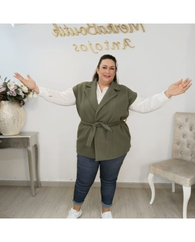 Chaleco Venus Paño - Sastre Largo con Cinturón Curvy