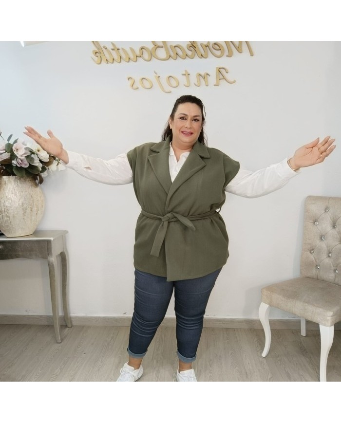 Chaleco Venus Paño - Sastre Largo con Cinturón Curvy