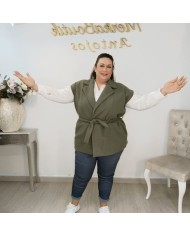 Chaleco Venus Paño - Sastre Largo con Cinturón Curvy