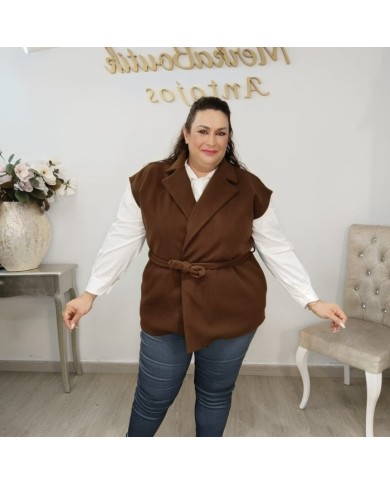 Chaleco Venus Paño - Sastre Largo con Cinturón Curvy