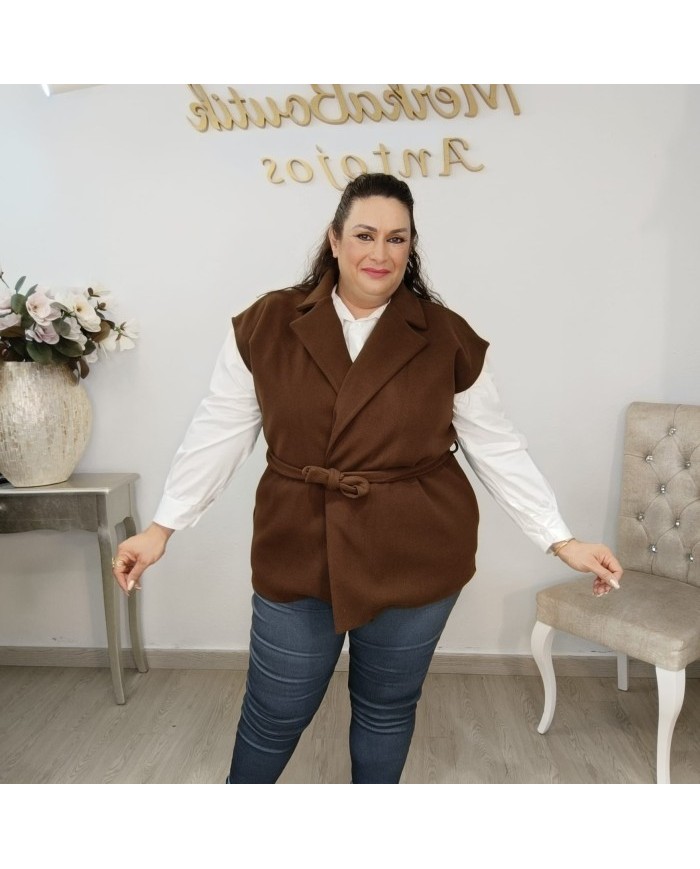 Chaleco Venus Paño - Sastre Largo con Cinturón Curvy