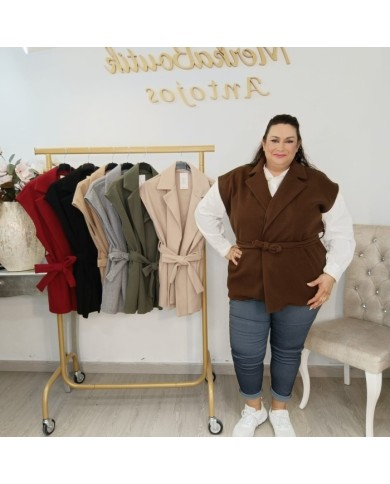 Chaleco Venus Paño - Sastre Largo con Cinturón Curvy