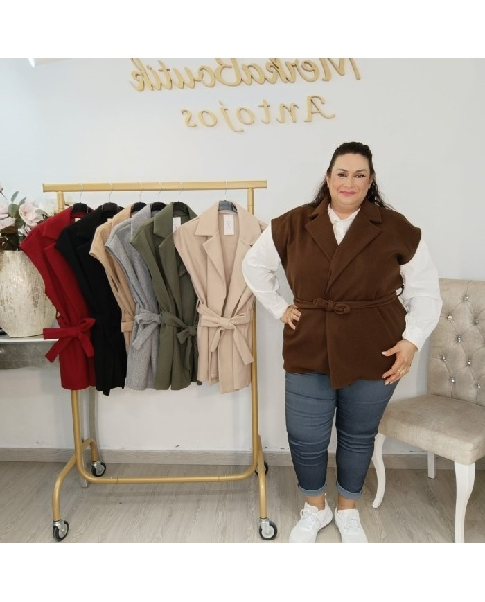 Chaleco Venus Paño - Sastre Largo con Cinturón Curvy