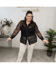 Camisa Encaje Carmele - Tallas Grandes - Blusa Manga Larga