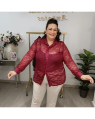 Camisa Encaje Carmele - Tallas Grandes - Blusa Manga Larga