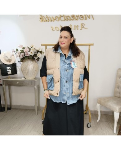 Chaleco Combi Vaquero Acolchado - Tallas Grandes Puffer Chaleco Combi Vaquero Acolchado - Tallas Grandes Puffer