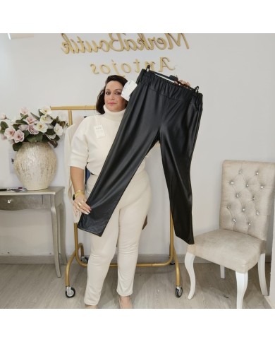 Leggins Polipiel Cintura Alta - Tallas Grandes Efecto Cuero