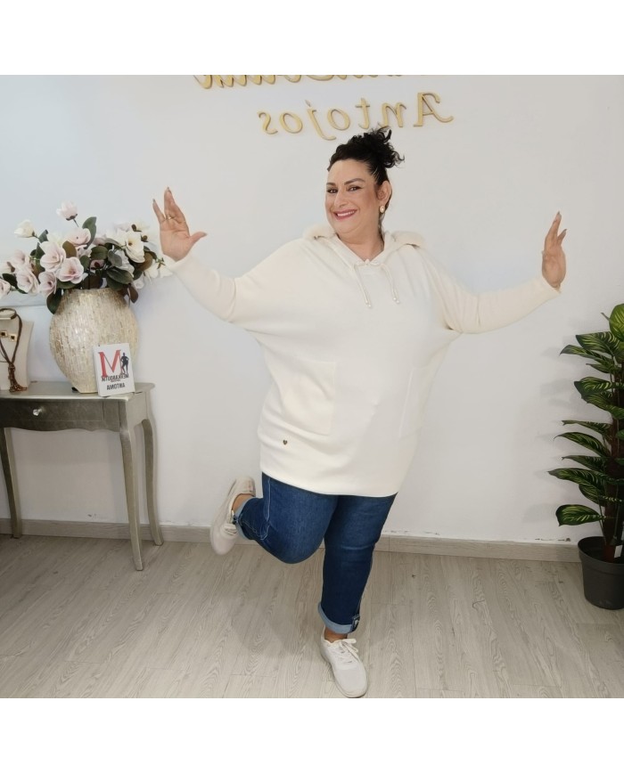 Jersey Capucha Punto Pelo - Oversize Talla Grande Colores
