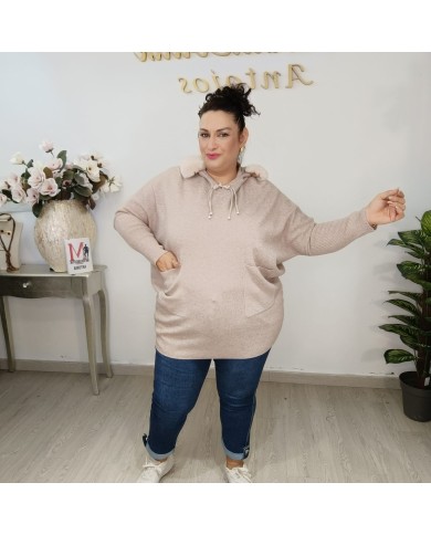 Jersey Capucha Punto Pelo - Oversize Talla Grande Colores Jersey Capucha Punto Pelo - Oversize Talla Grande Colores