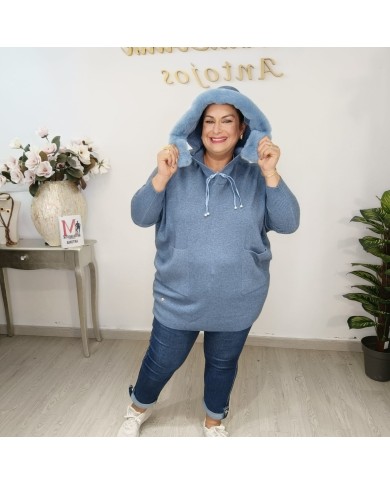 Jersey Capucha Punto Pelo - Oversize Talla Grande Colores