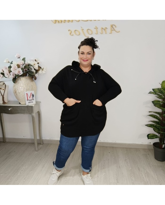 Jersey Capucha Punto Pelo - Oversize Talla Grande Colores