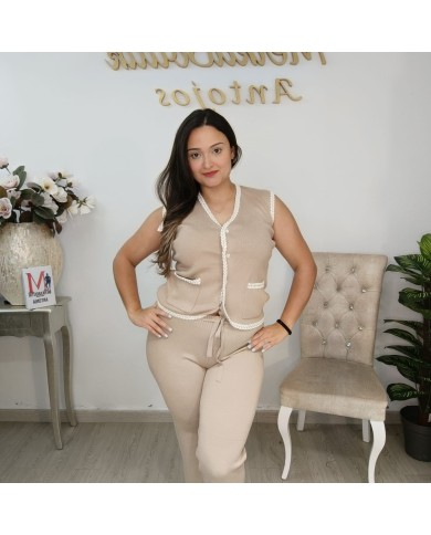 Conjunto Trigero Punto - Chaleco y Pantalón Talla Grande Ribete Conjunto Trigero Punto - Chaleco y Pantalón Talla Grande Ribete