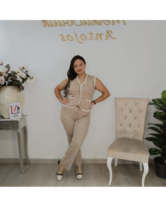 Conjunto Trigero Punto - Chaleco y Pantalón Talla Grande Ribete