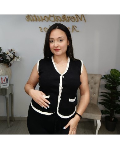 Conjunto Trigero Punto - Chaleco y Pantalón Talla Grande Ribete