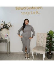 Conjunto Camila Punto - Jersey Cuello Alto y Falda Midi Talla Grande